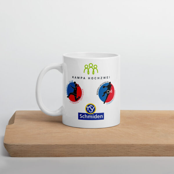 Weiße, glänzende Tasse (Vereinslogos)