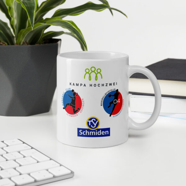 Weiße, glänzende Tasse (Vereinslogos)